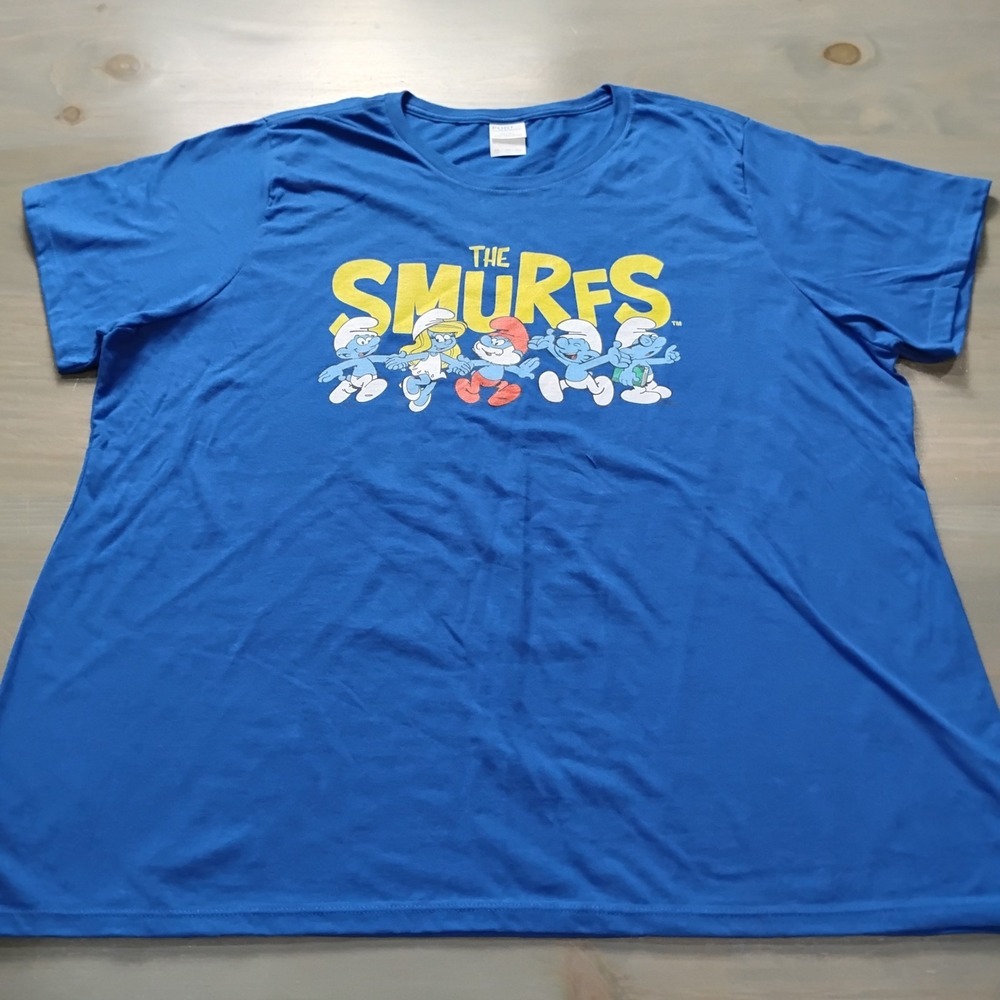 NEW The Smurfs Characters T-Shirt Women's 3XL Royal Blue 100% Cotton Graphic Tee